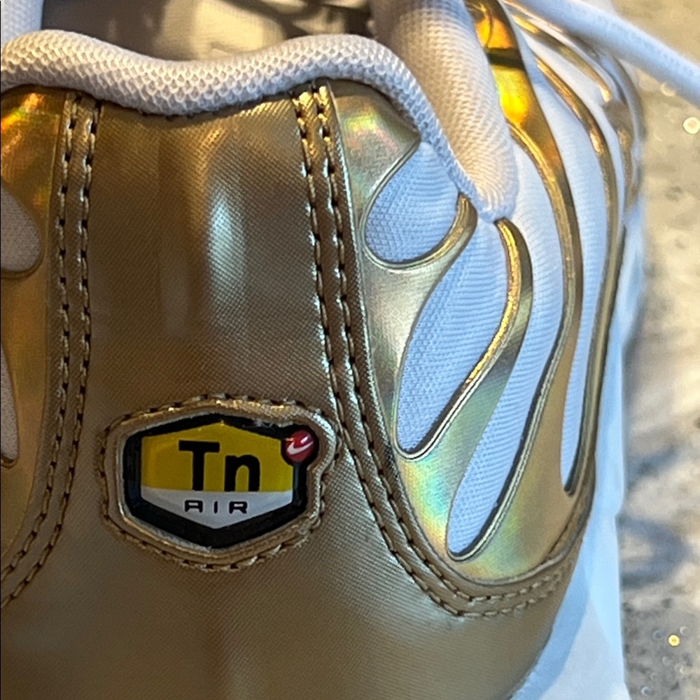 SOLD Nike Women's Air Max Plus TN White and Gold Sneakers - Picture 4 of 10